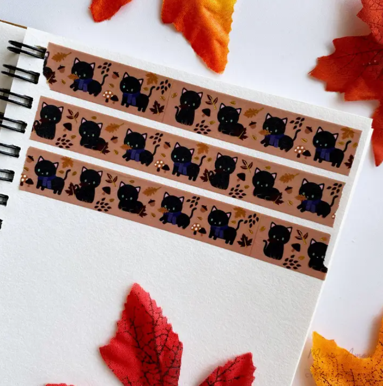 Autumn Black Cats | Stamp Washi