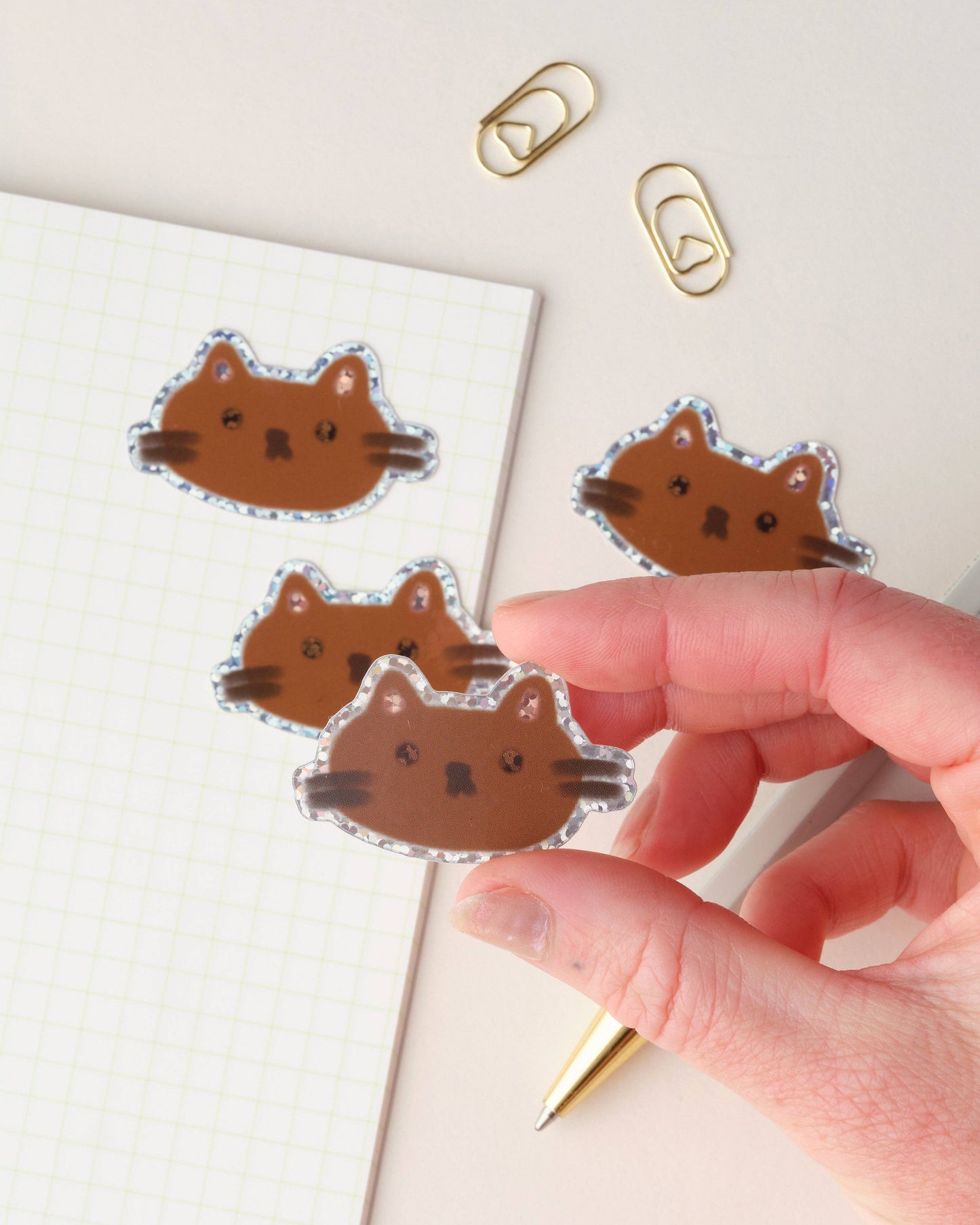 Brown Cat | Holographic Sticker