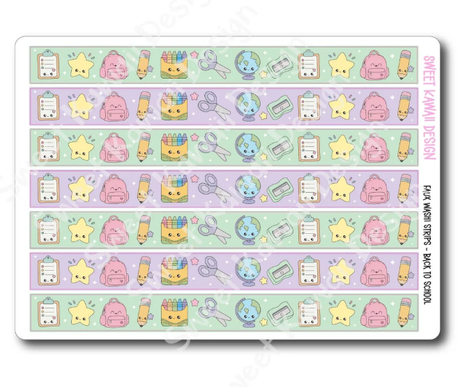 Back To School | Faux Washi Strips Sticker Sheet