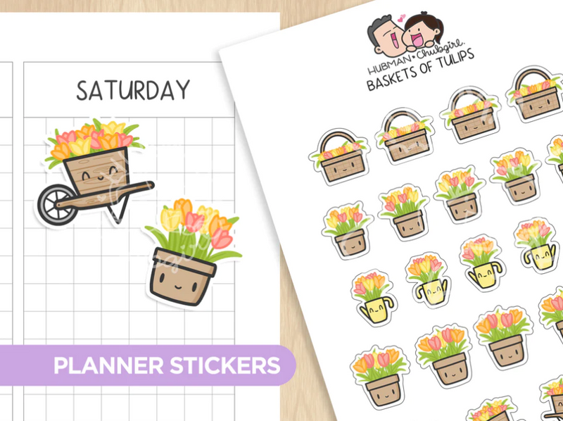 Baskets of Tulips | Sticker Sheet