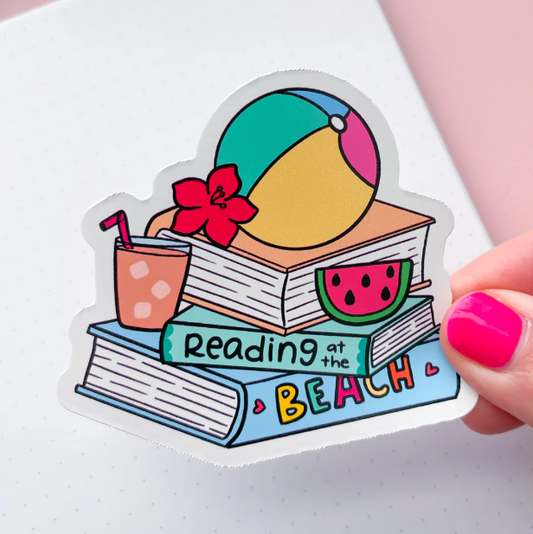 Beachy Book Stack | Vinyl Sticker