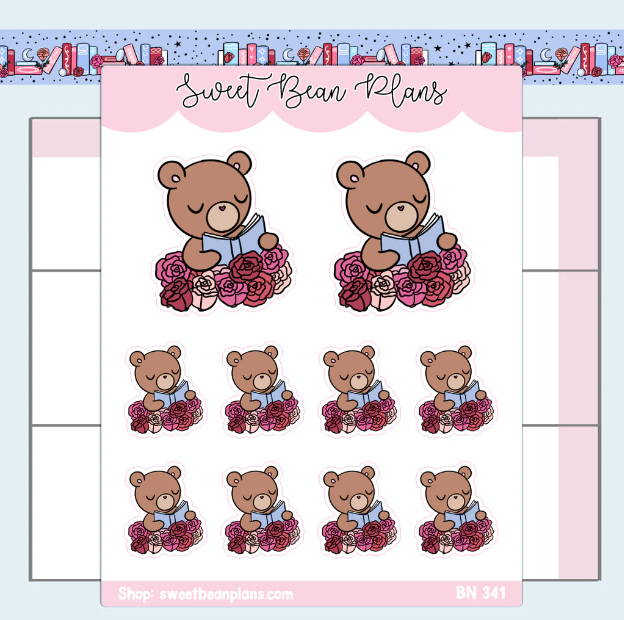 June Gemstone Floral Bear | Sticker Sheet