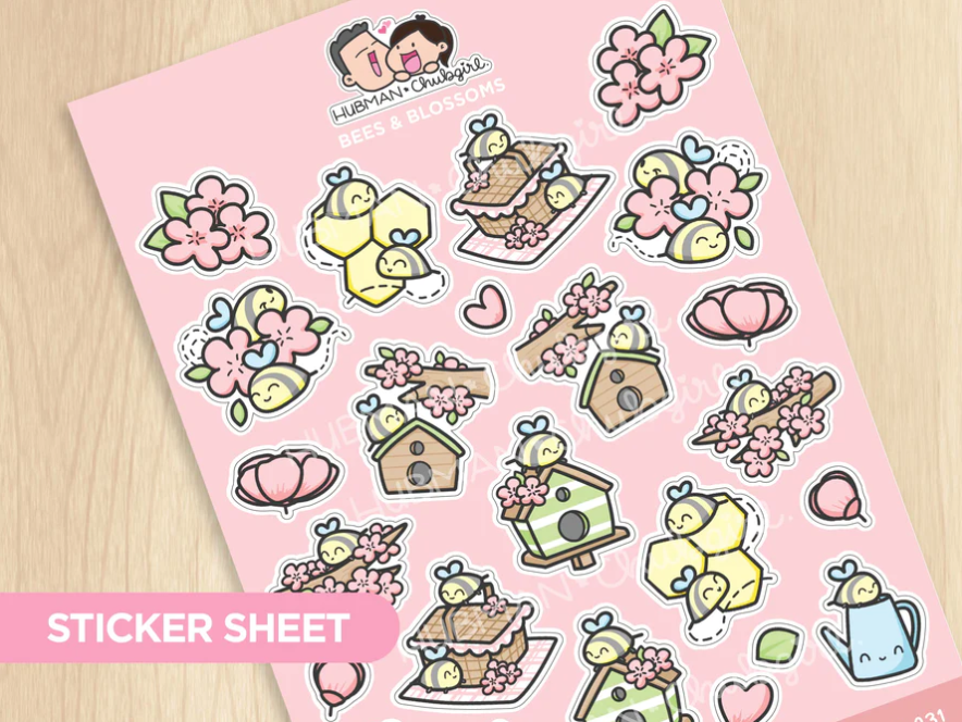 Bees & Blossoms | Big Sticker Sheet