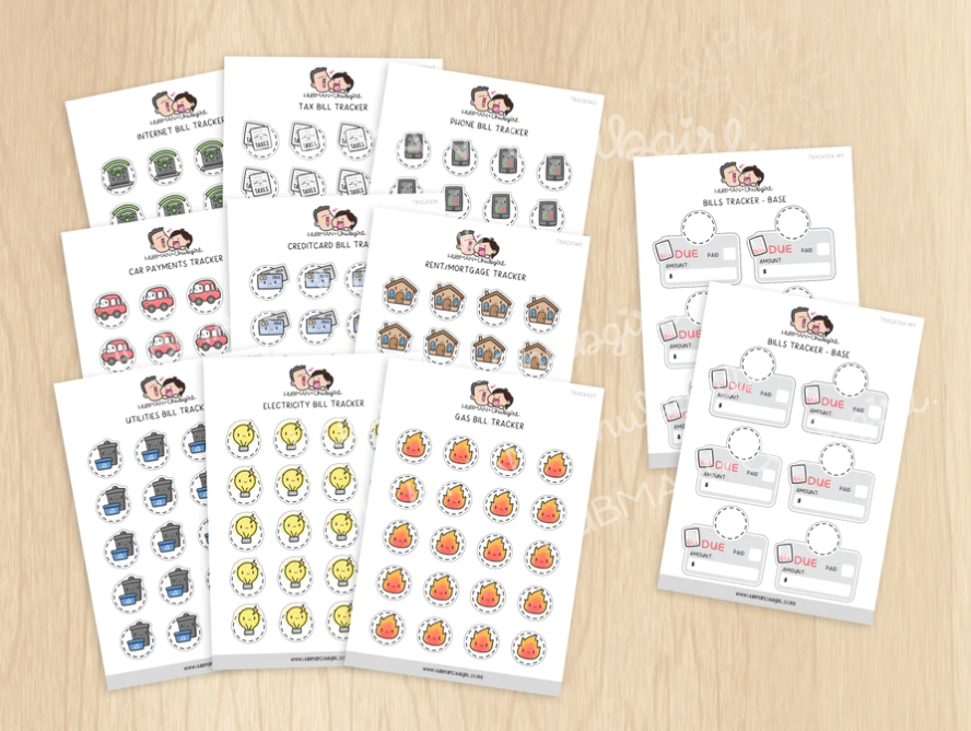 Bills Tracker Planner Sticker Set