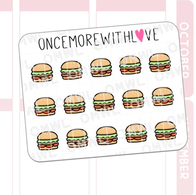 Mini - Burger Doodle | Sticker Sheet