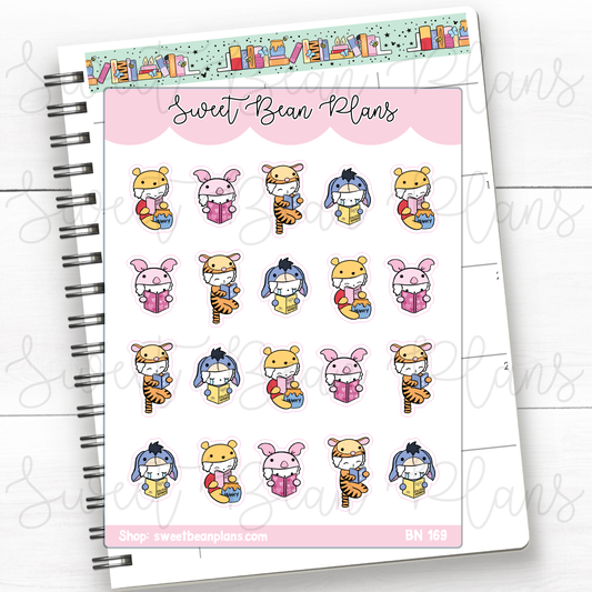 Winnie Reading Beans | Sticker Sheet