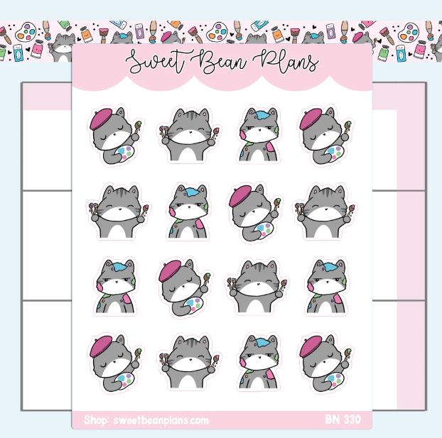 Artist Kevin the Cat | Sticker Sheet