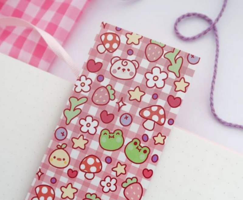 Cute Pink Frog and Bear | Bookmark