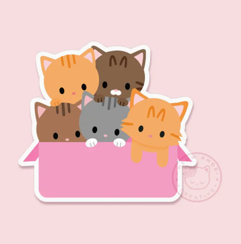 Box of Tabby Cats | Vinyl Sticker