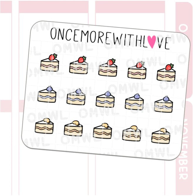 Mini - Cake Slice Doodle | Sticker Sheet