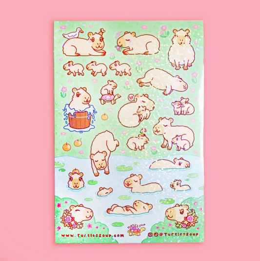Capy Time | Vinyl Sticker Sheet