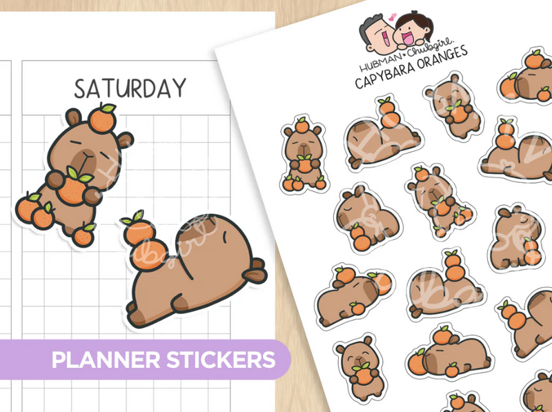 Capybara Oranges | Sticker Sheet