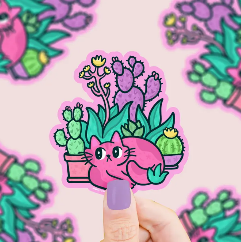 Cat Cactus Garden | Vinyl Sticker