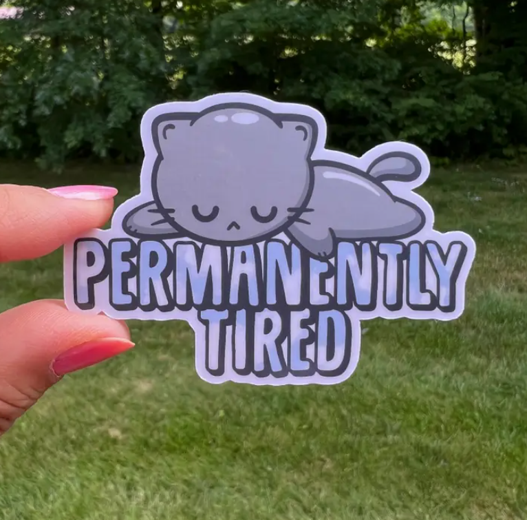 Cute Cat Tired Nap | Vinyl Sticker