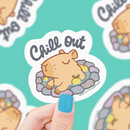 Chill Out Capyara Bath | Vinyl Sticker