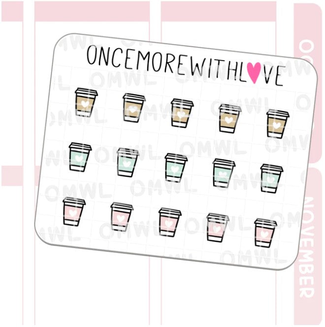 Mini - Coffee Paper Cup Doodle | Sticker Sheet