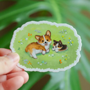 Corgis in Spring | Vinyl Sticker
