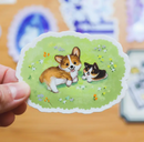 Corgis in Spring | Vinyl Sticker