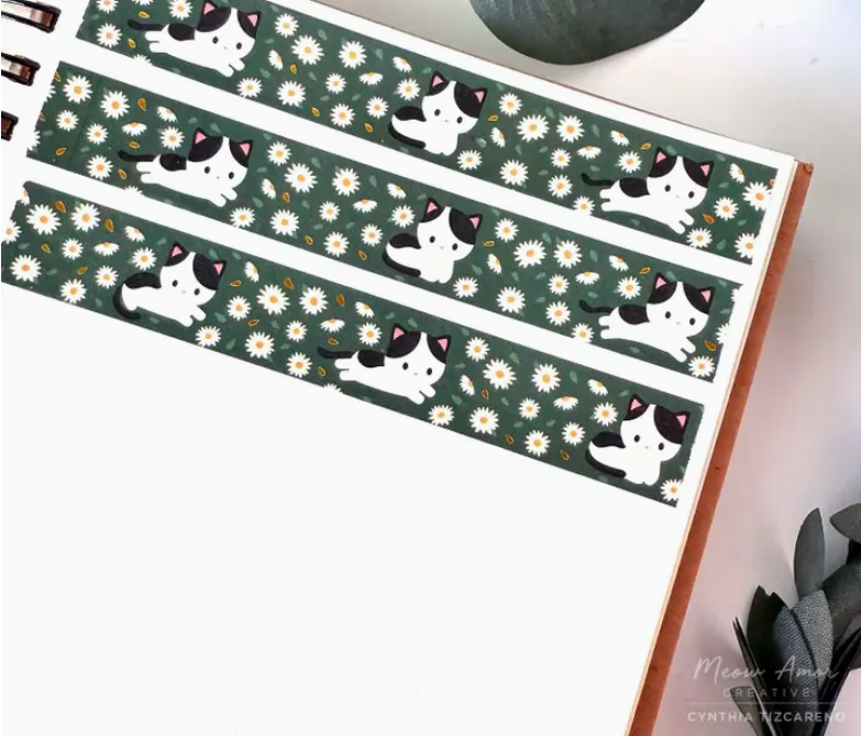Cow Cat Field of Flowers | Washi