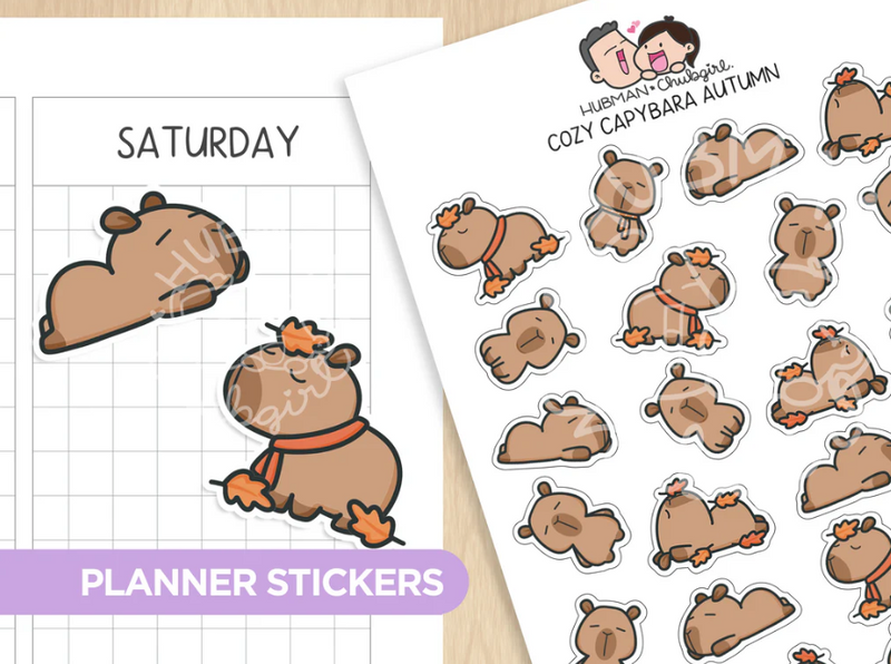 Cozy Capybara Autumn | Sticker Sheet