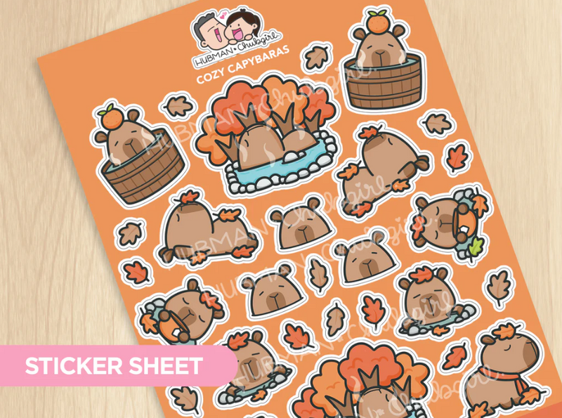 Cozy Capybaras | Large Sticker Sheet