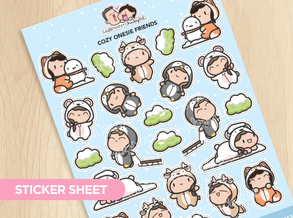 Cozy Onesie Friends | Sticker Sheet