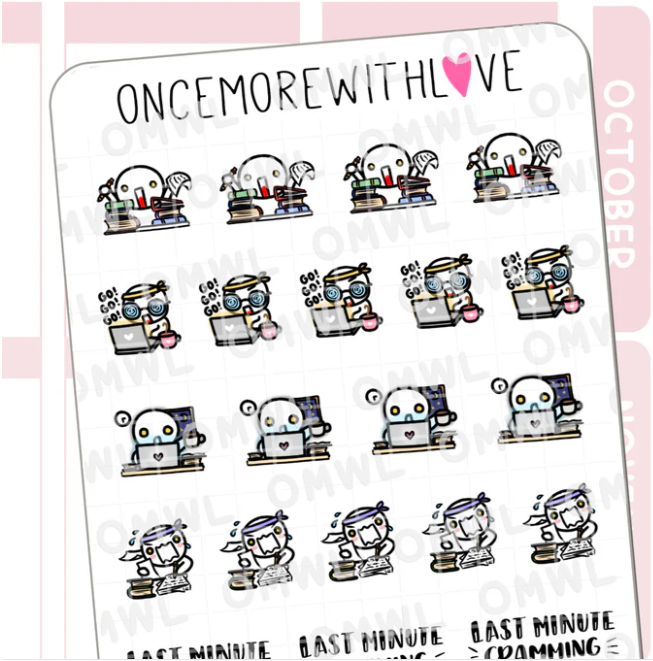 Study Time! Last Minute Cramming Mode | Sticker Sheet