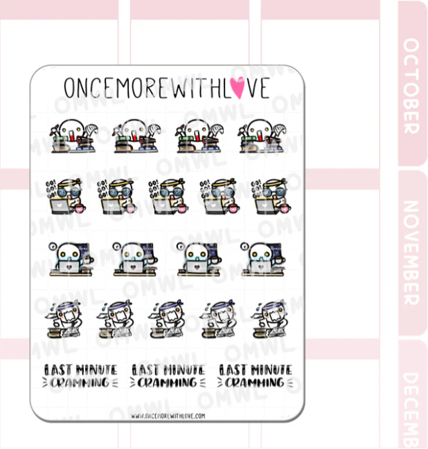 Study Time! Last Minute Cramming Mode | Sticker Sheet