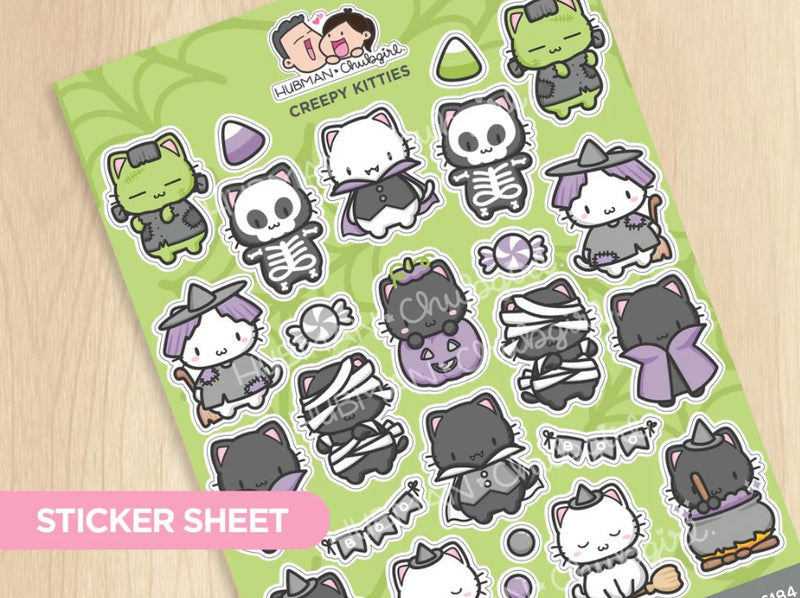 *PRESALE* Creepy Kitties | Large Sticker Sheet