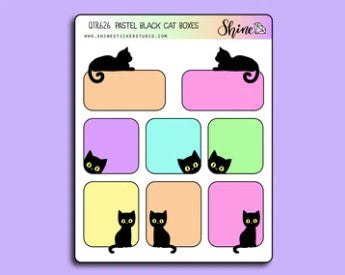 Cute Black Cat Box | Sticker Sheet