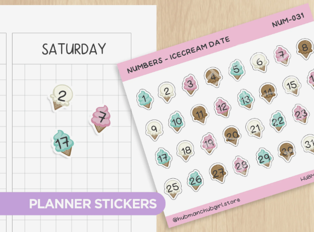Numbers - Icecream Date | Sticker Sheet