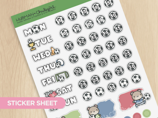 Soccer Bear Days and Date Covers | Big Sticker Sheet