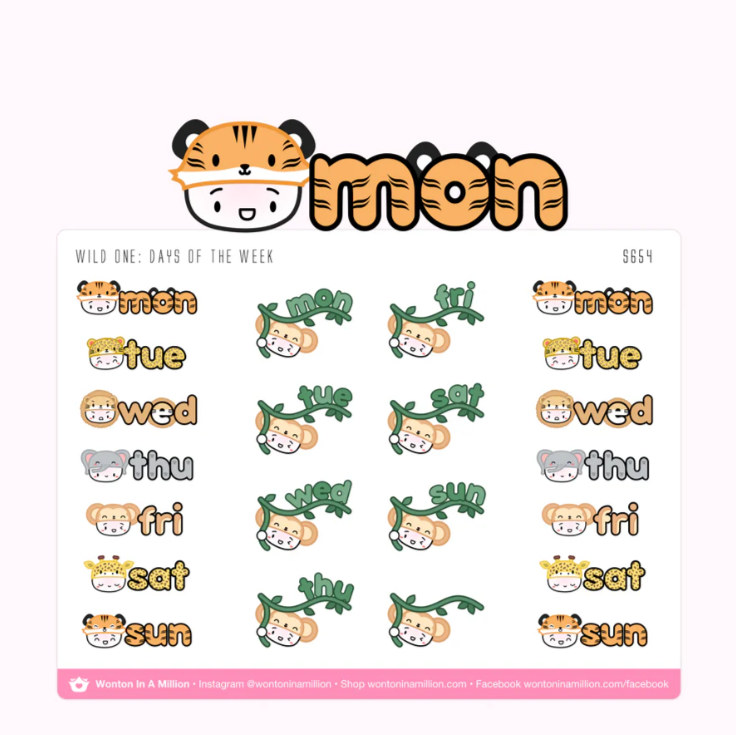 Wild One: Days of the week | Sticker Sheet