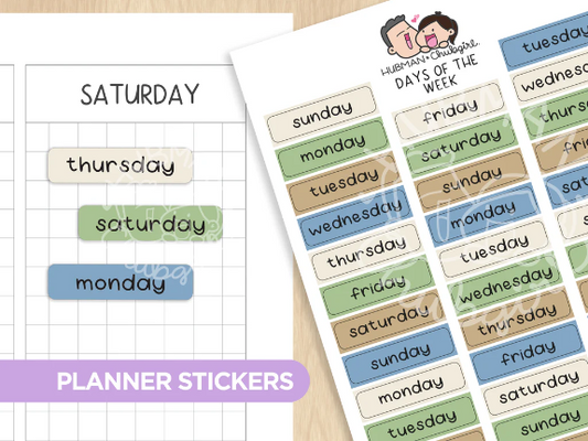 Cozy Bookworm - Days of the week | Sticker Sheet