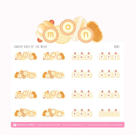 Bakery Days of the Week | Sticker Sheet