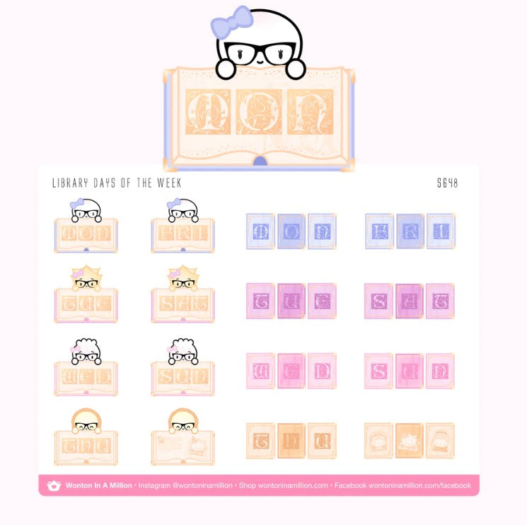 Library - Days of the Week | Sticker Sheet