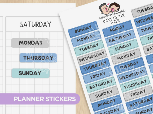 Days of the Week - Deep Blue Sea | Sticker Sheet