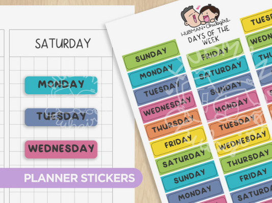 Rainbow Llama - Days of the Week | Sticker Sheet