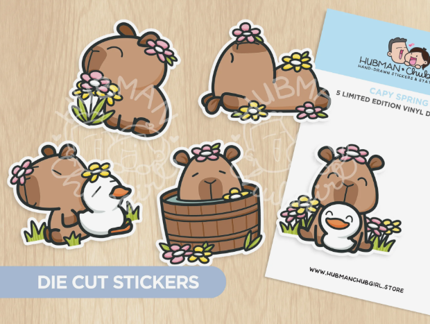 Spring Capy | Die Cut Stickers