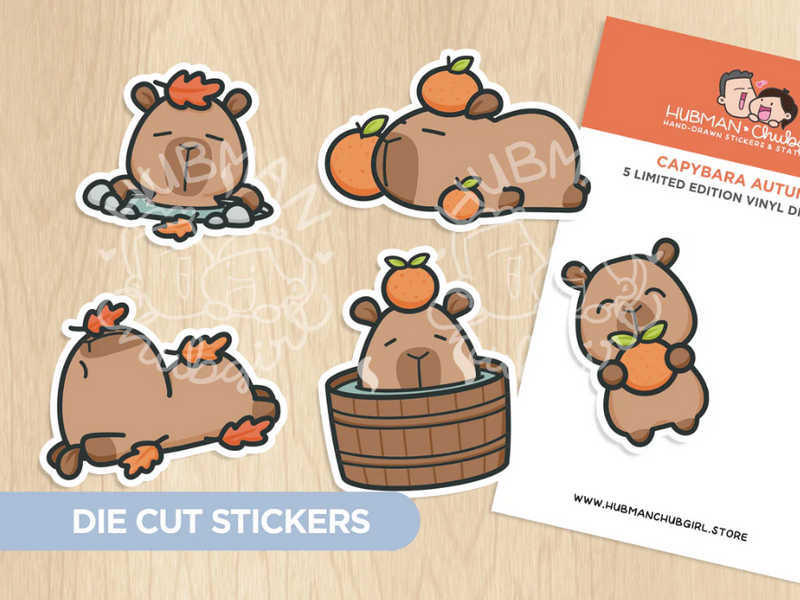 Autumn Capybaras | Die Cut Stickers