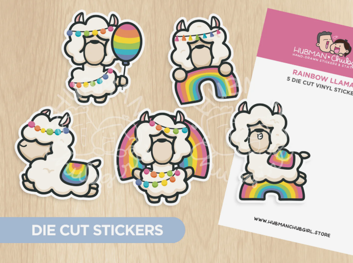 Rainbow Llama | Die Cut Stickers