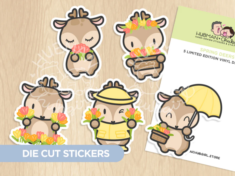 Spring Deers | Die Cut Stickers