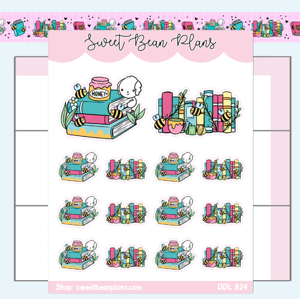 Honey Bee Book Stack | Sticker Sheet