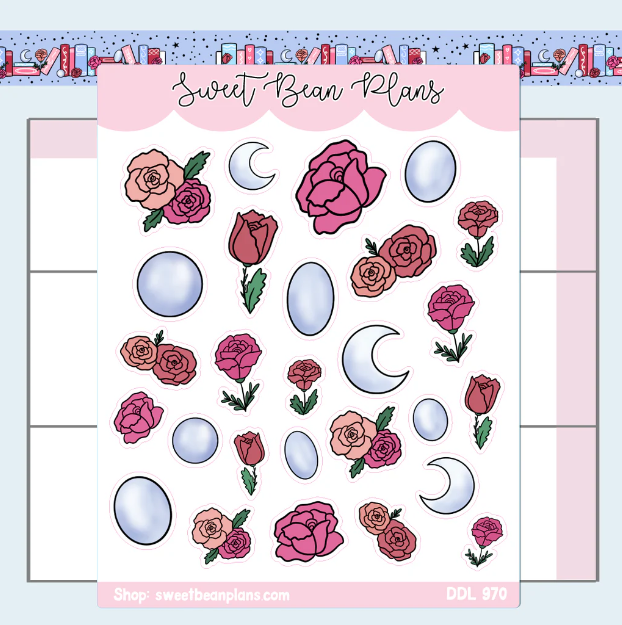 June Gemstone and Floral Doodles | Sticker Sheet
