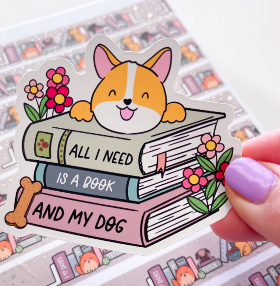 Dog Book Stack | Vinyl Sticker