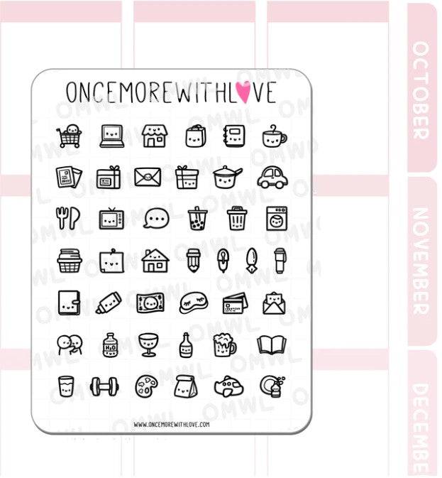 Doodled Icons Pt. 1 | Sticker Sheet