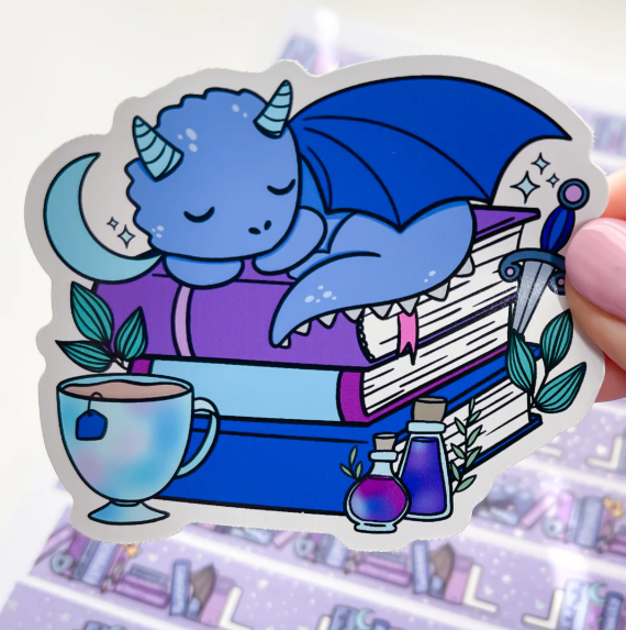 Dragon Book Stack | Vinyl Sticker