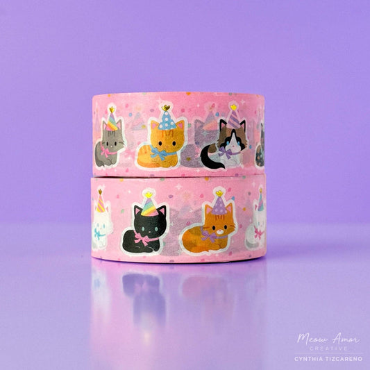 Party Cats Gold Foil Washi Tape