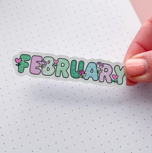 February 2026 Floral Word | Vinyl Sticker