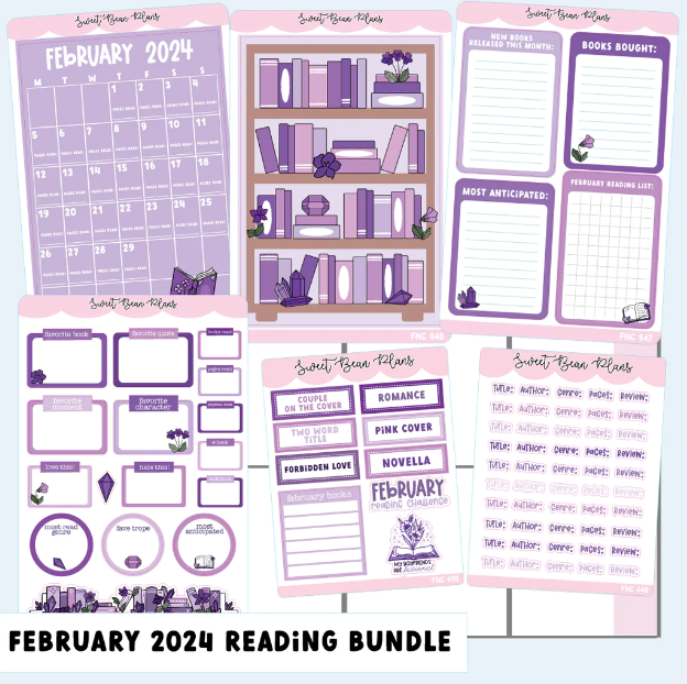 February 2024 Reading Journal Bundle (6 pages)